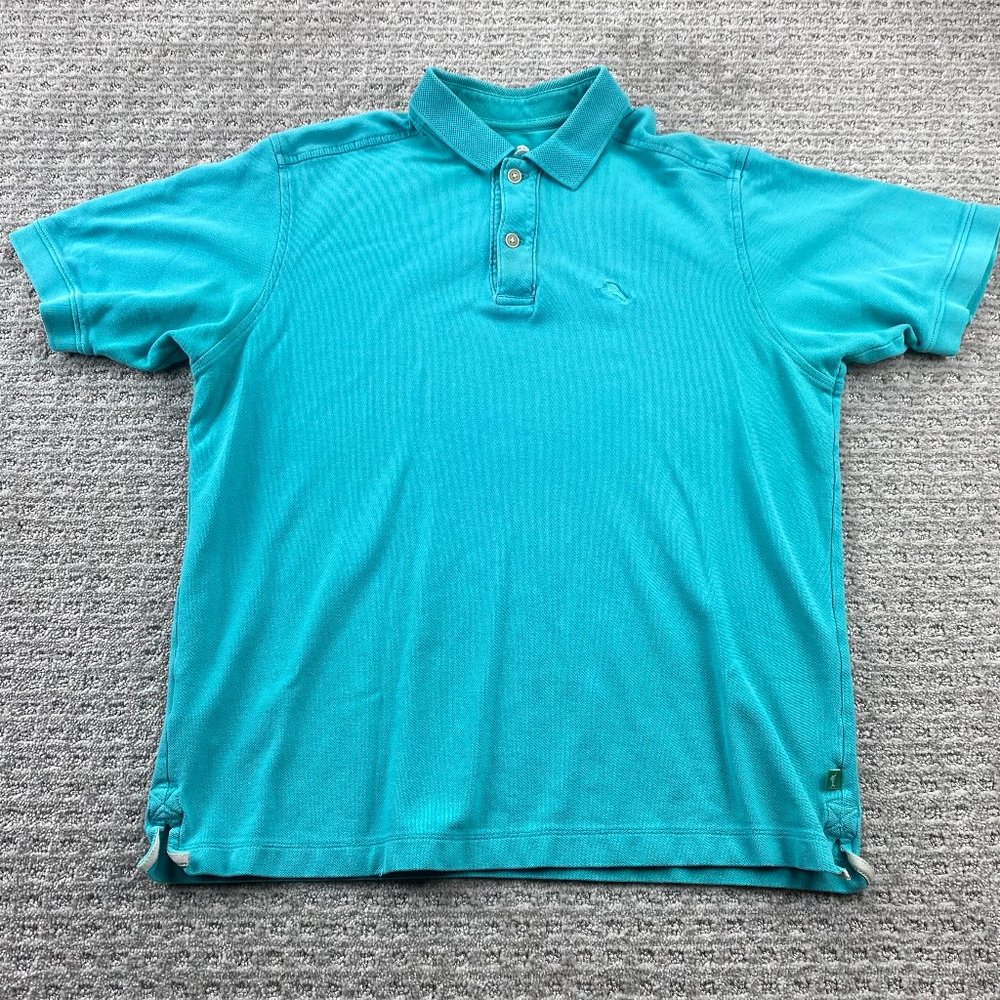 Tommy Bahama Polo Shirt Men Small S Teal Green Embroidered Logo Golf Casual